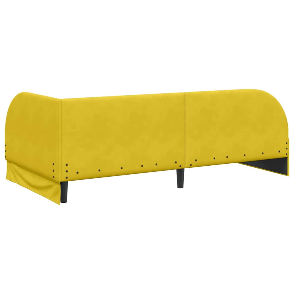 Corner Bed Frame with Headboard Yellow 90 x 190 cm Velvet