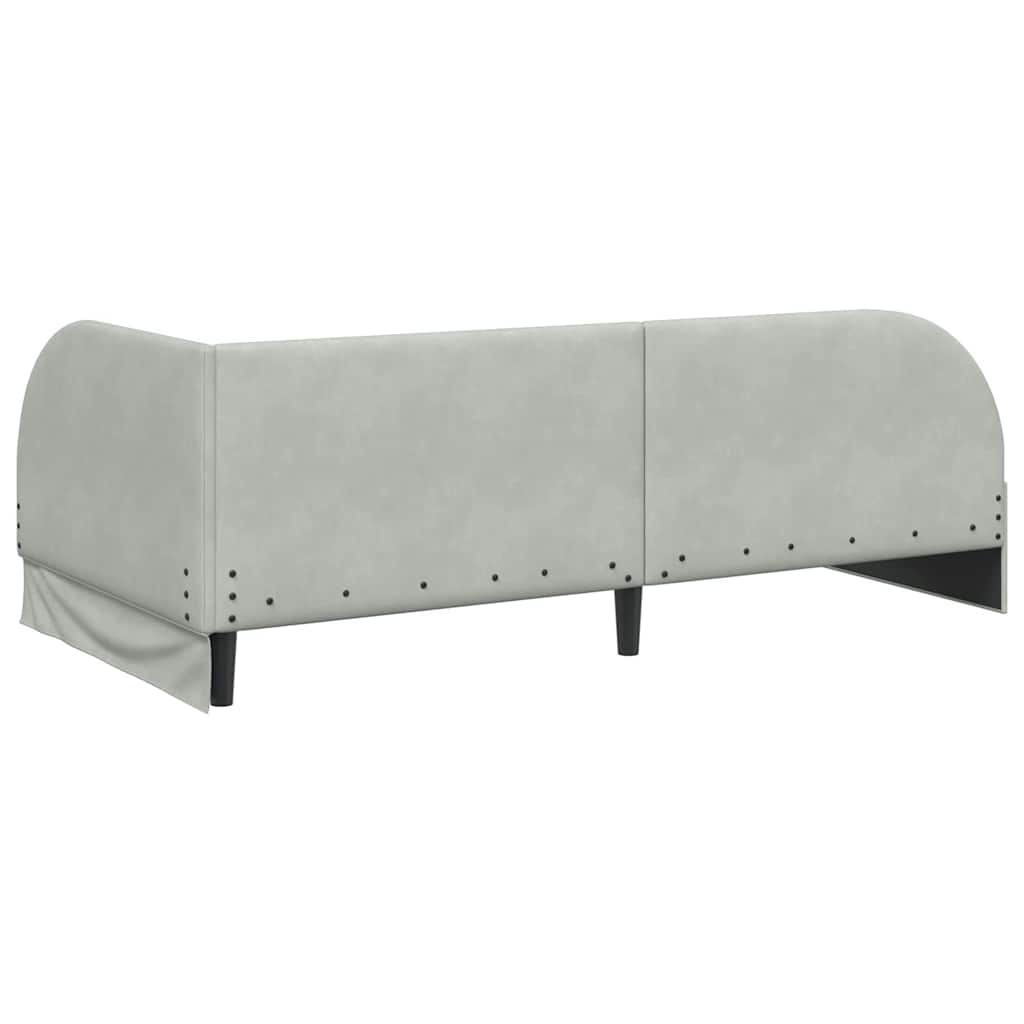 Corner Bed Frame with Headboard Light grey 90 x 200 cm Velvet