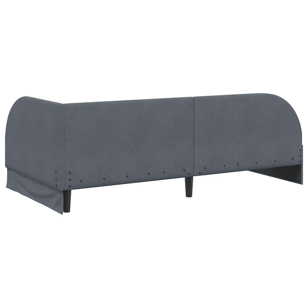 Corner Bed Frame with Headboard Dark grey 90 x 200 cm Velvet