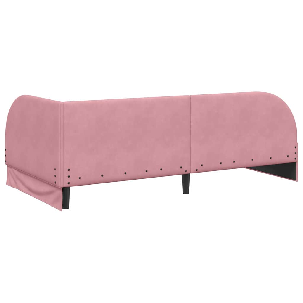 Corner Bed Frame with Headboard Pink 90 x 200 cm Velvet