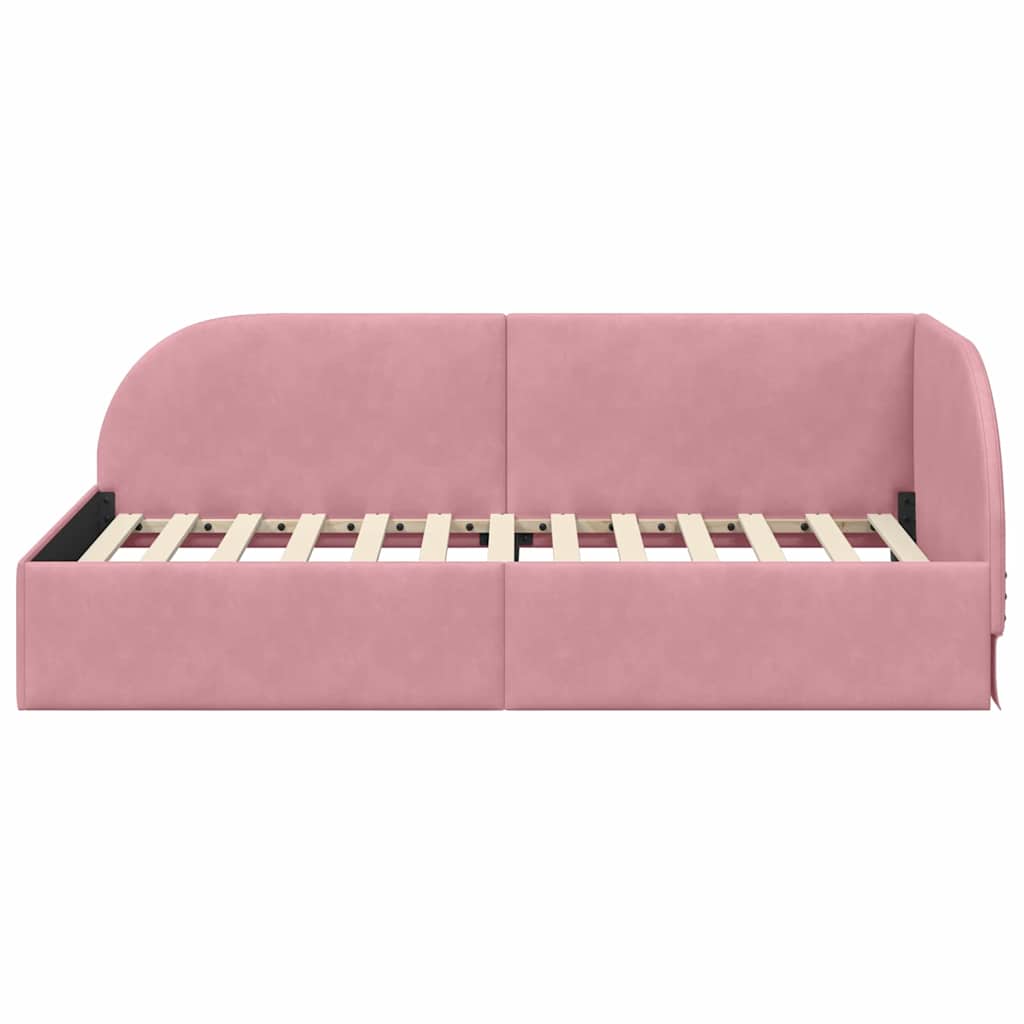 Corner Bed Frame with Headboard Pink 90 x 200 cm Velvet