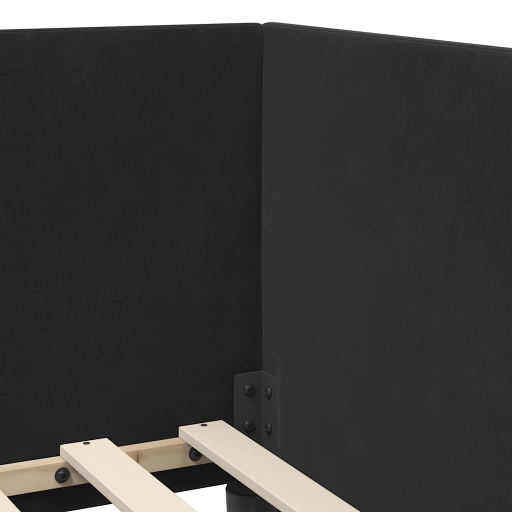 Corner Bed Frame with Headboard Black 90 x 200 cm Velvet