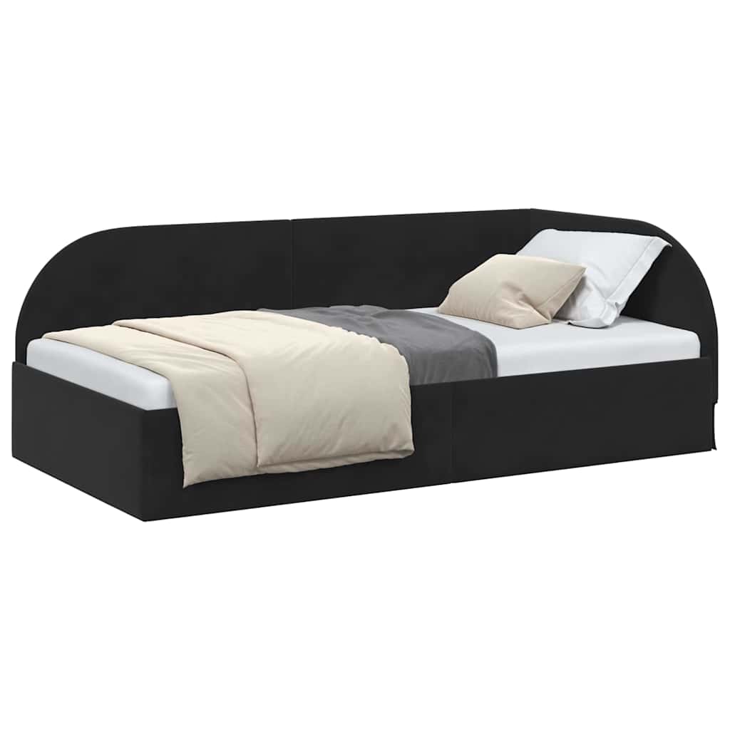 Corner Bed Frame with Headboard Black 90 x 200 cm Velvet