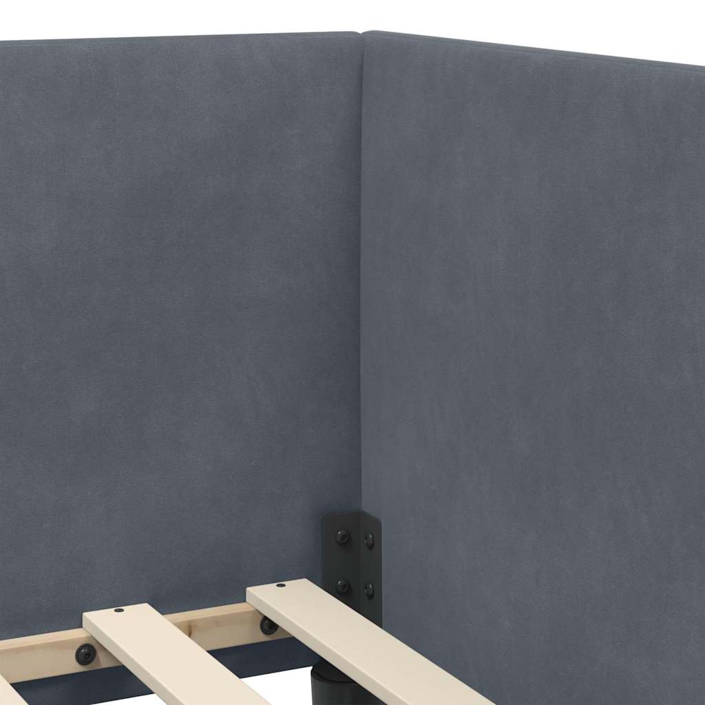 Corner Bed Frame with Headboard Dark grey 100 x 200 cm Velvet