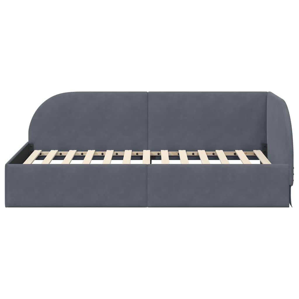 Corner Bed Frame with Headboard Dark grey 100 x 200 cm Velvet