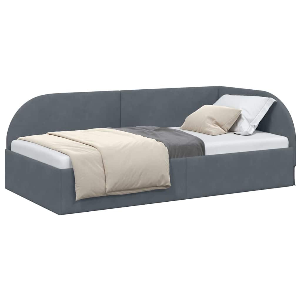 Corner Bed Frame with Headboard Dark grey 100 x 200 cm Velvet