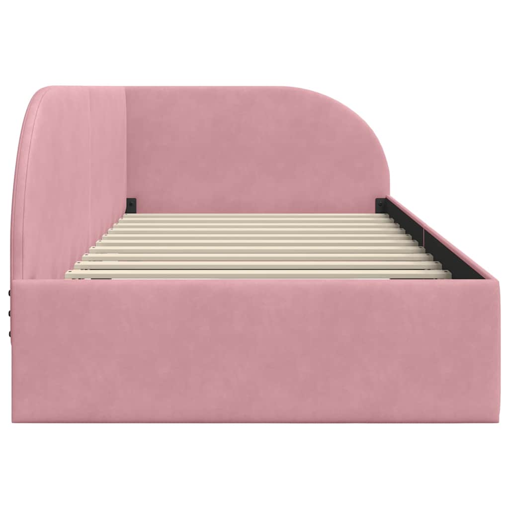 Corner Bed Frame with Headboard Pink 100 x 200 cm Velvet
