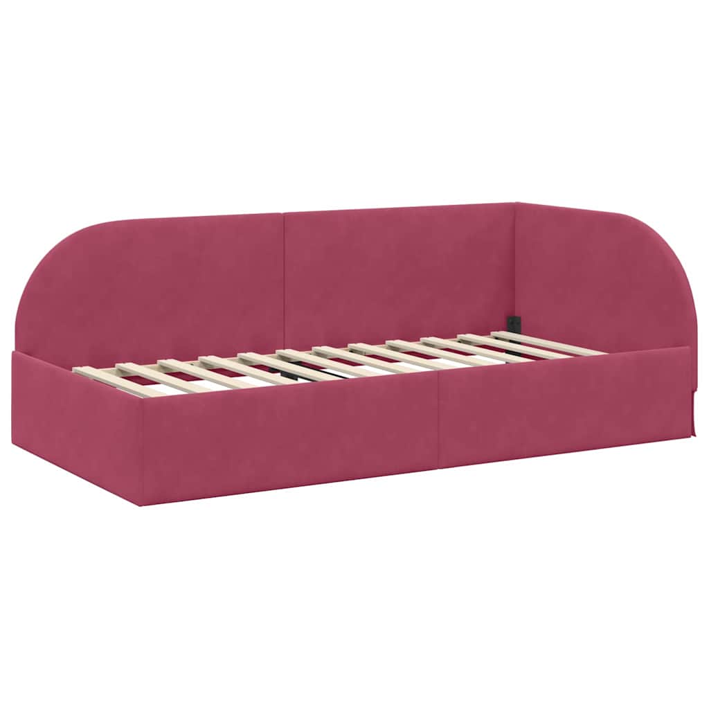 Corner Bed Frame with Headboard Wine red 100 x 200 cm Velvet