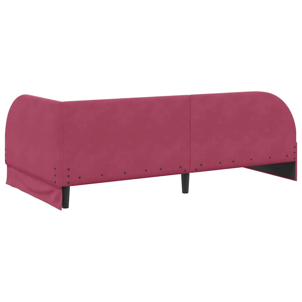 Corner Bed Frame with Headboard Wine red 100 x 200 cm Velvet