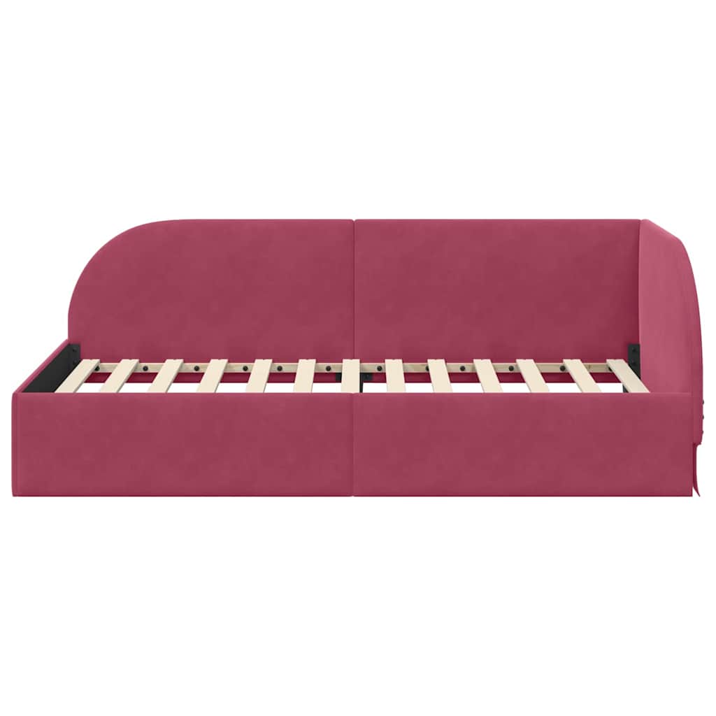 Corner Bed Frame with Headboard Wine red 100 x 200 cm Velvet