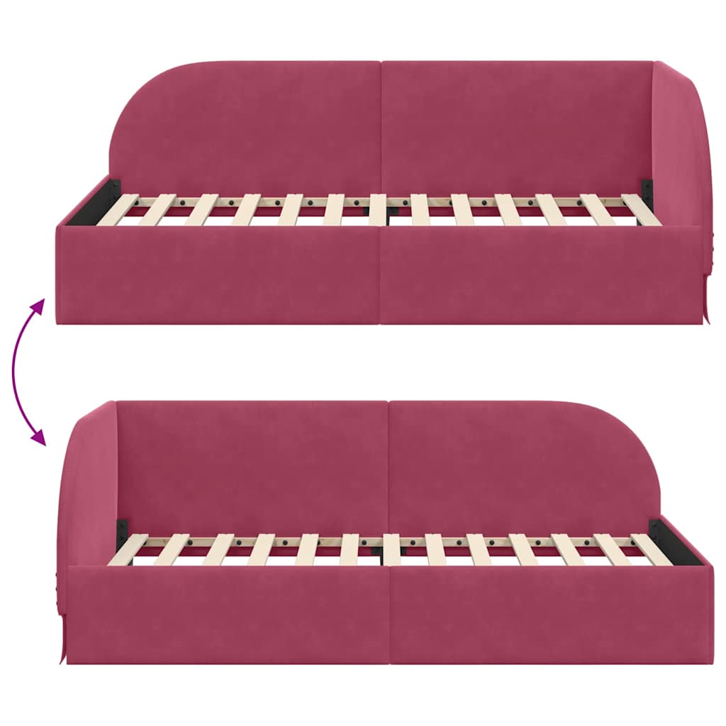 Corner Bed Frame with Headboard Wine red 100 x 200 cm Velvet