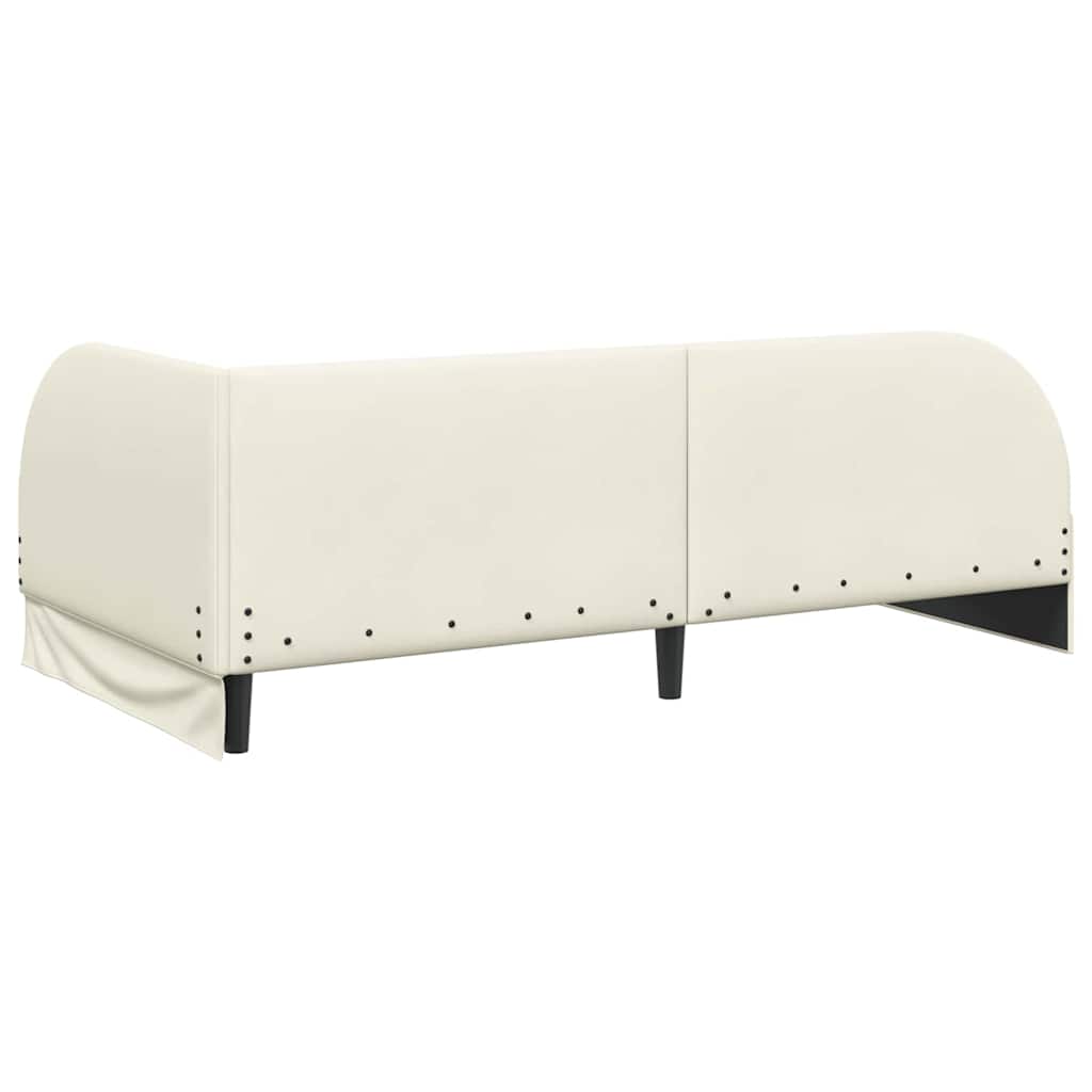 Corner Bed Frame with Headboard Cream 100 x 200 cm Velvet