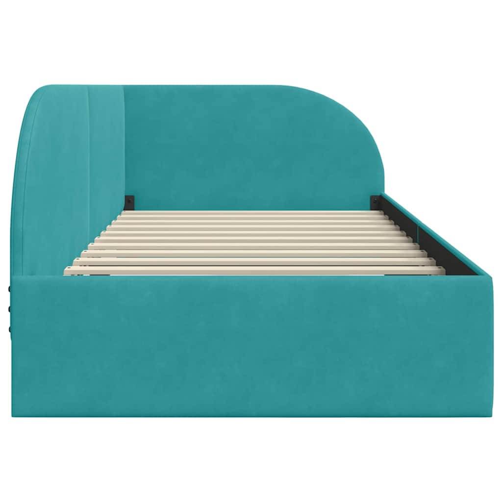 Corner Bed Frame with Headboard Turquoise 100 x 200 cm Velvet