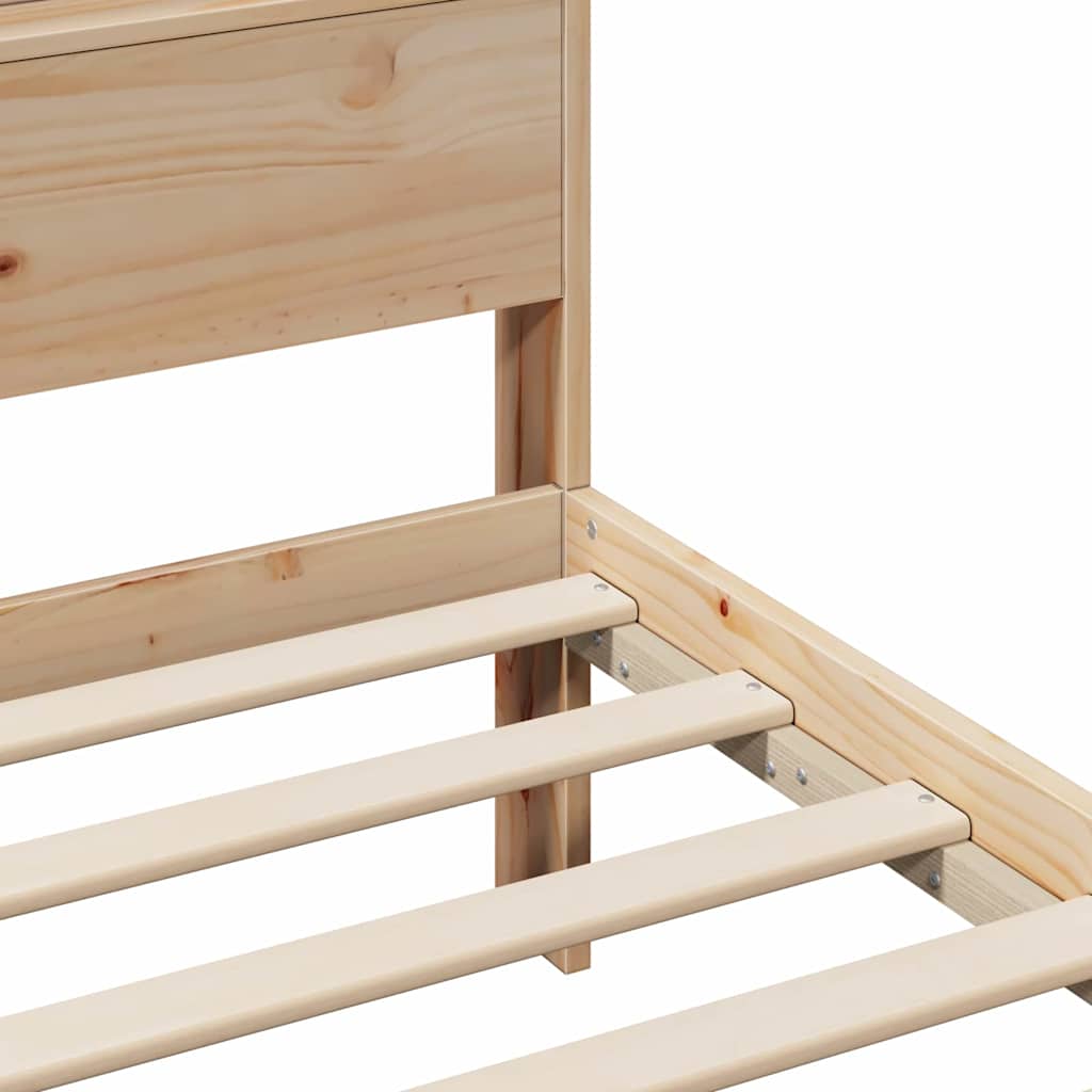 Bed Frame with Headboard Brown 200 x 200 cm Solid pine wood