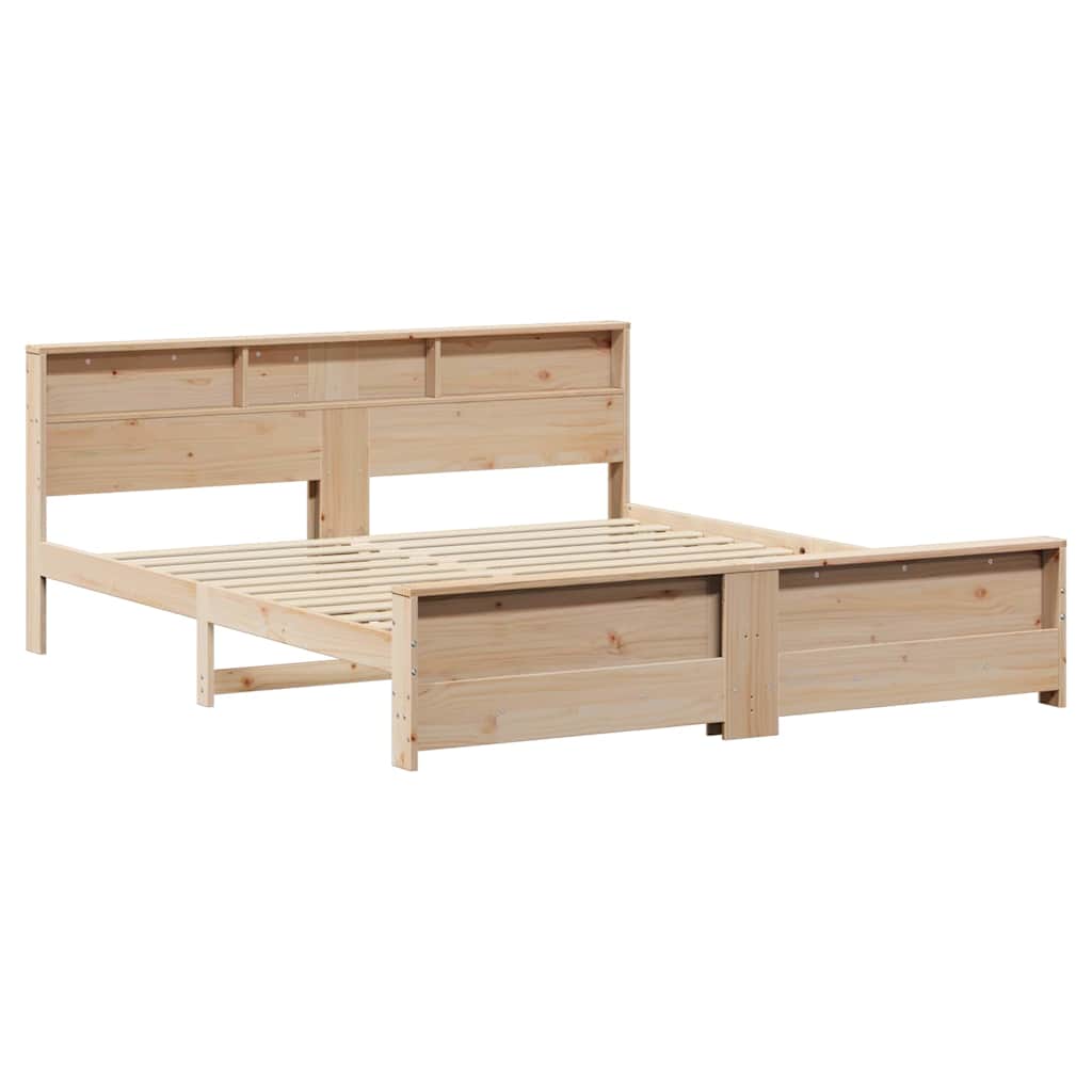 Bed Frame with Headboard Brown 200 x 200 cm Solid pine wood