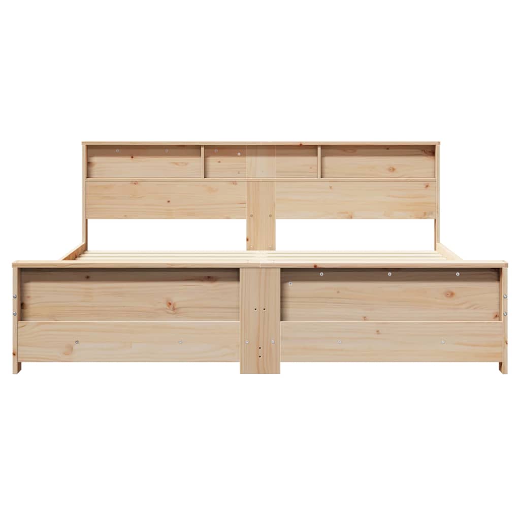 Bed Frame with Headboard Brown 200 x 200 cm Solid pine wood