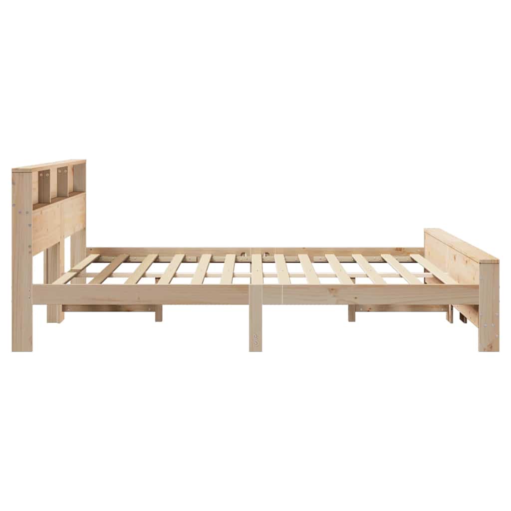 Bed Frame with Headboard Brown 200 x 200 cm Solid pine wood