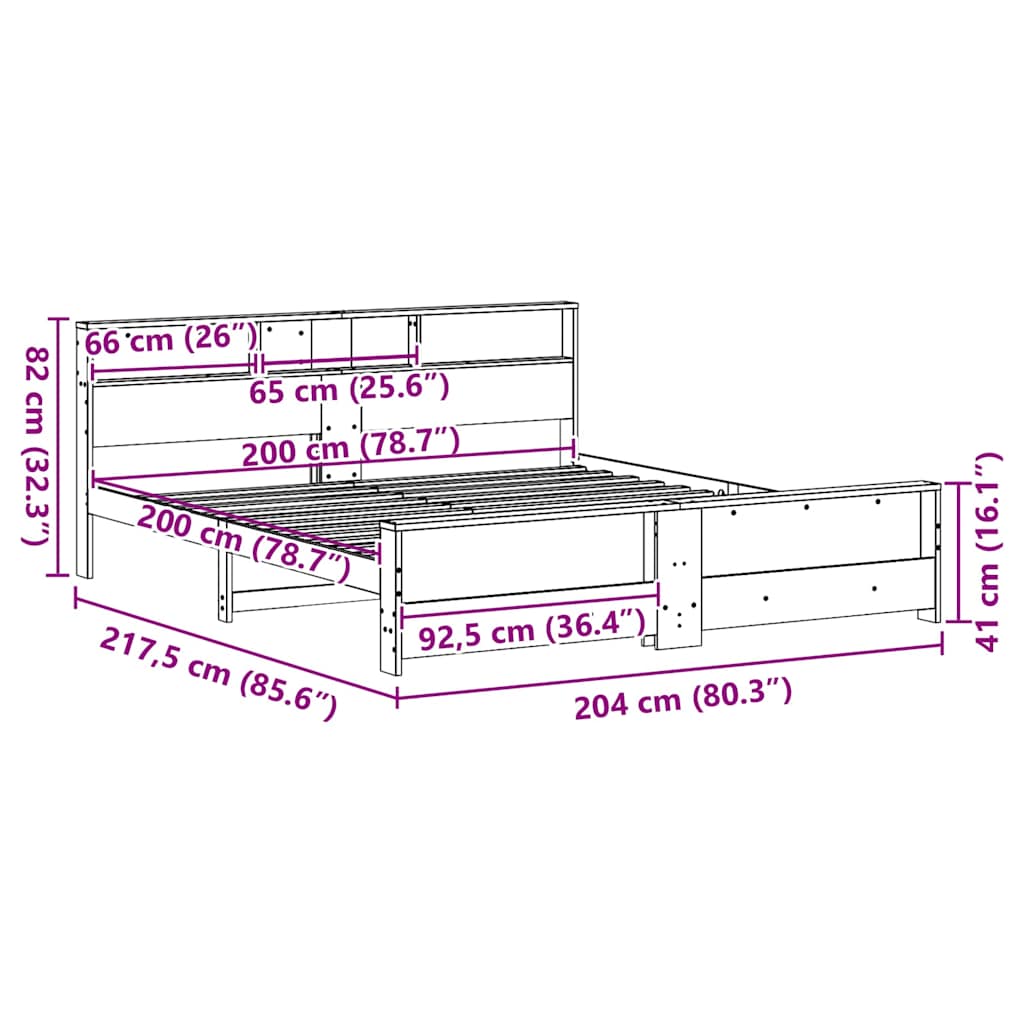 Bed Frame with Headboard Brown 200 x 200 cm Solid pine wood