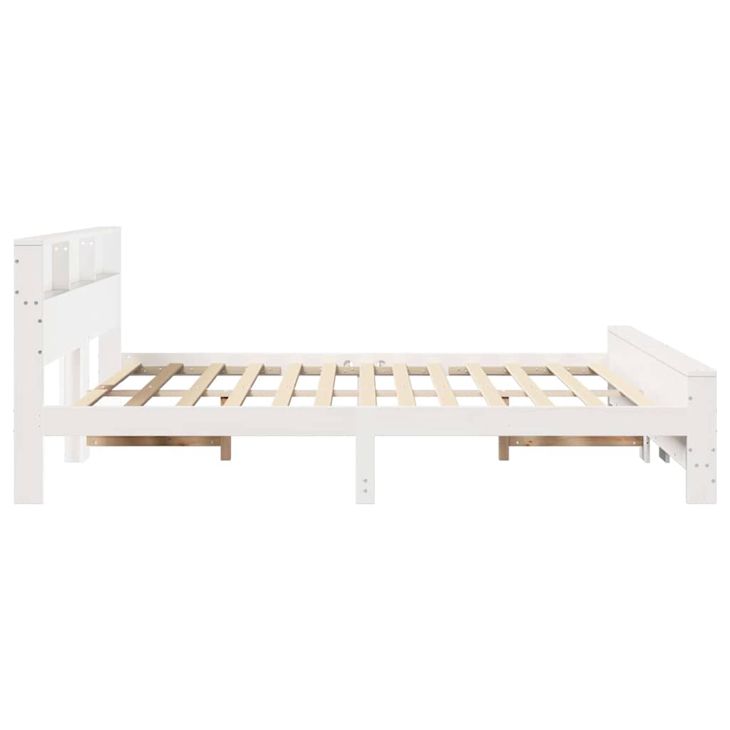 Bed Frame with Headboard White 200 x 200 cm Solid pine wood
