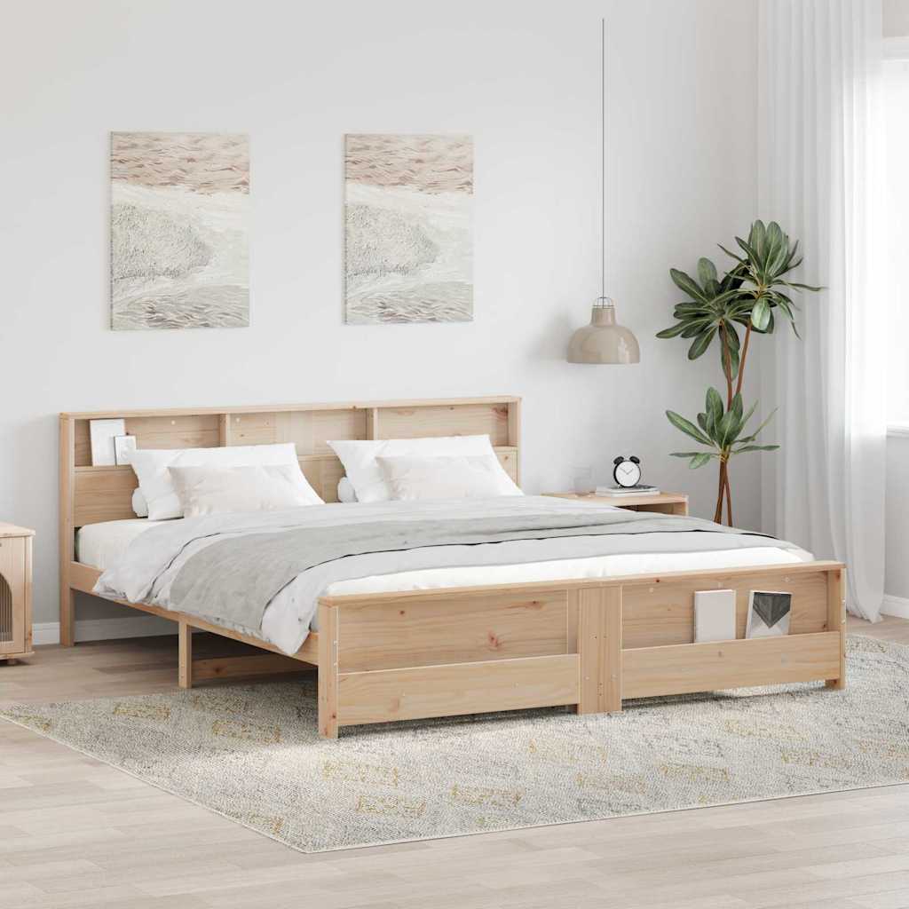 Bed Frame with Headboard Brown 180 x 200 cm Solid pine wood