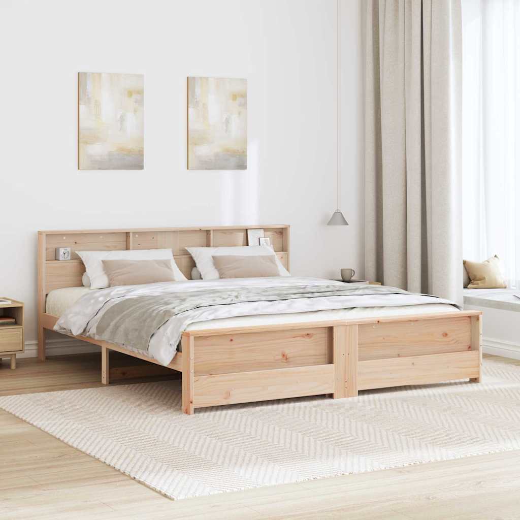 Bed Frame with Headboard Brown 180 x 200 cm Solid pine wood