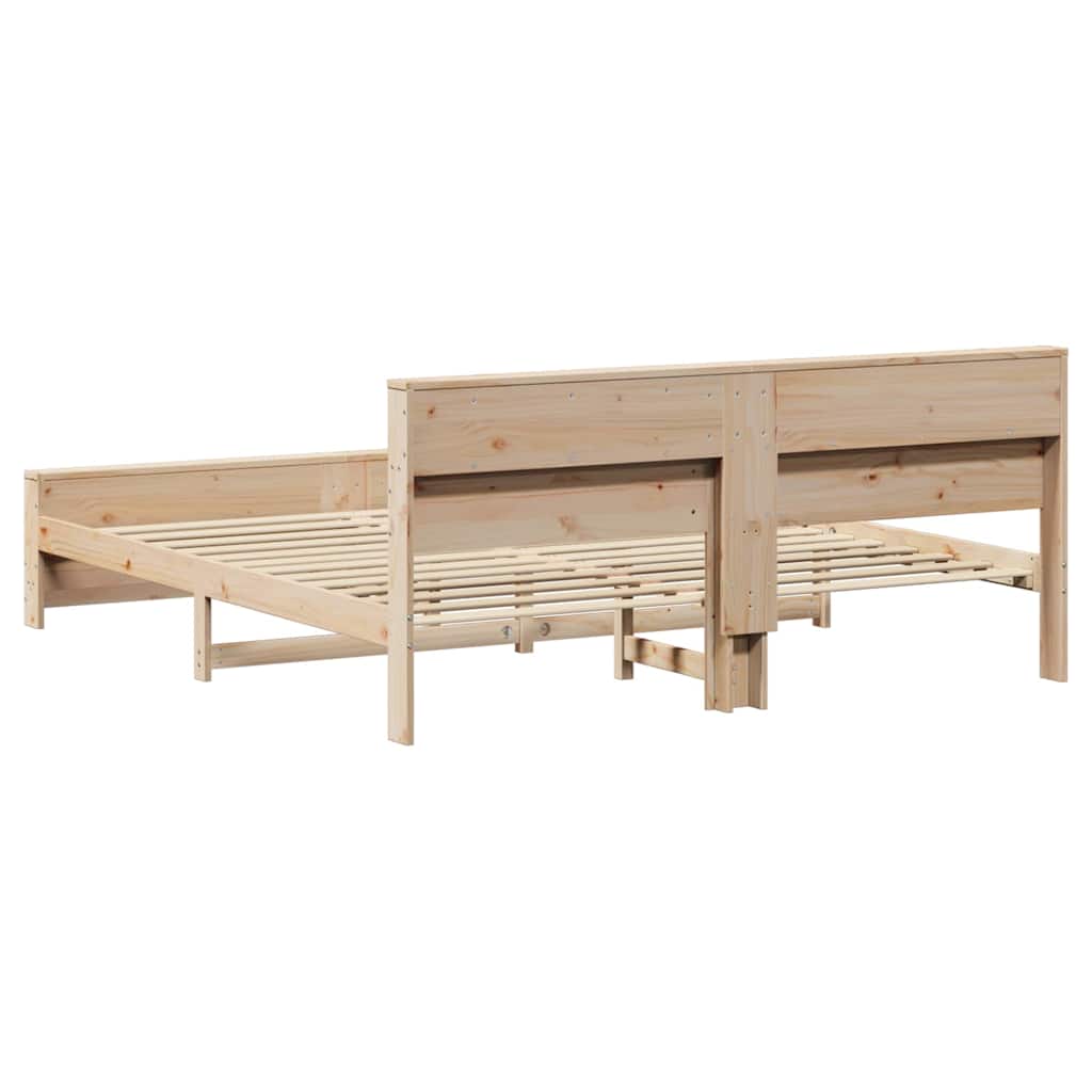 Bed Frame with Headboard Brown 180 x 200 cm Solid pine wood