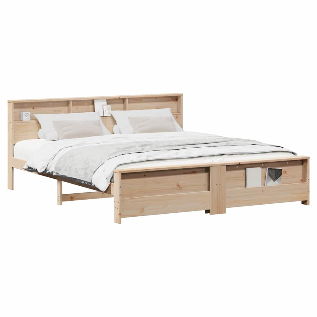 Bed Frame with Headboard Brown 180 x 200 cm Solid pine wood
