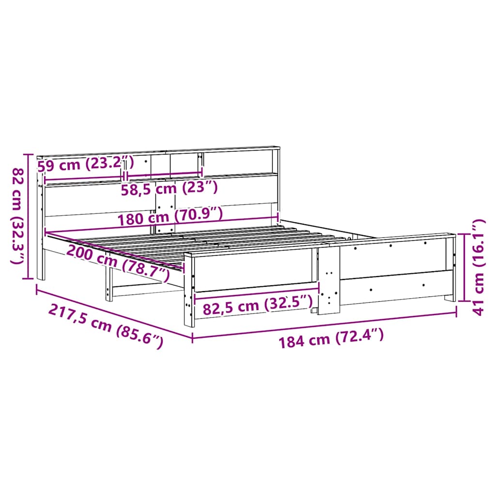 Bed Frame with Headboard Brown 180 x 200 cm Solid pine wood