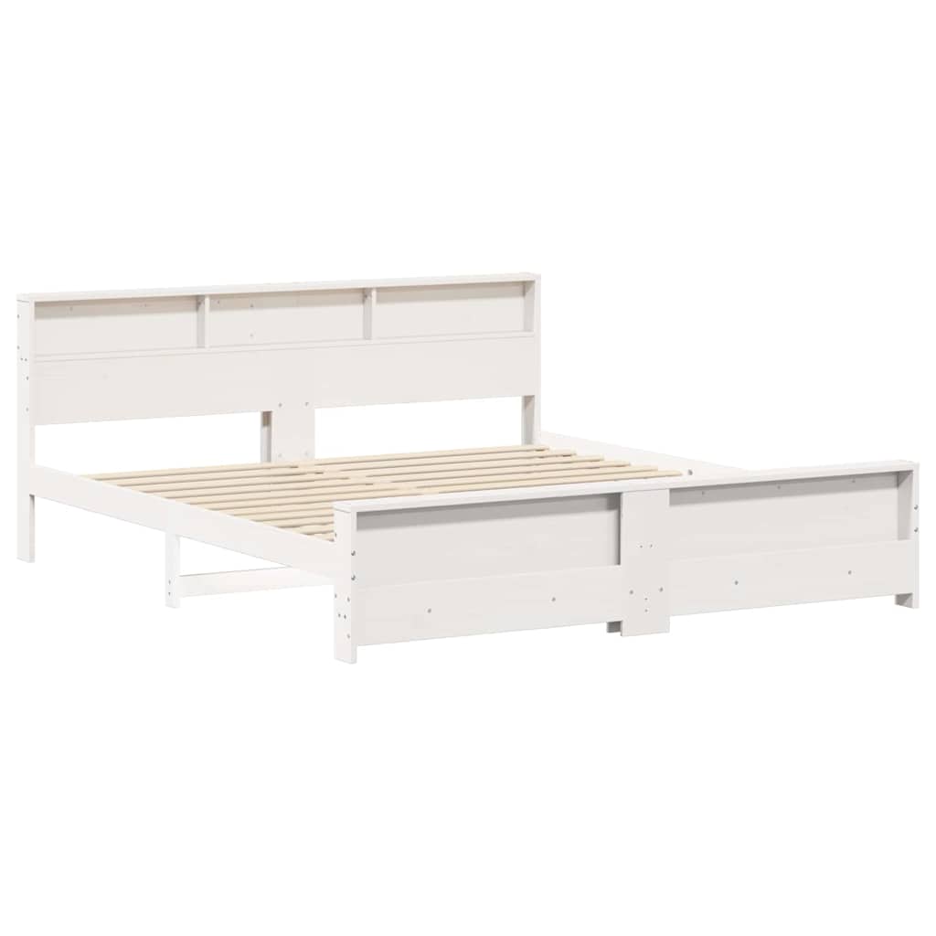 Bed Frame with Headboard White 180 x 200 cm Solid pine wood