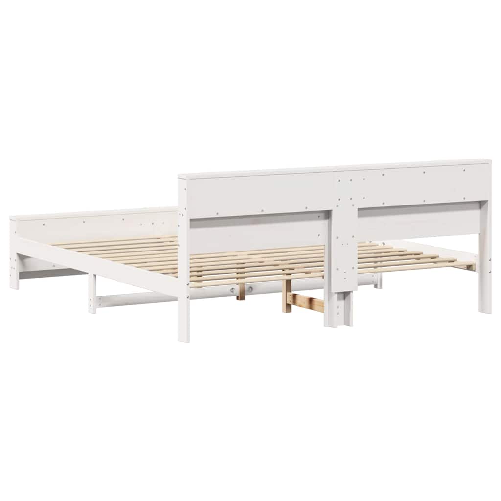 Bed Frame with Headboard White 180 x 200 cm Solid pine wood