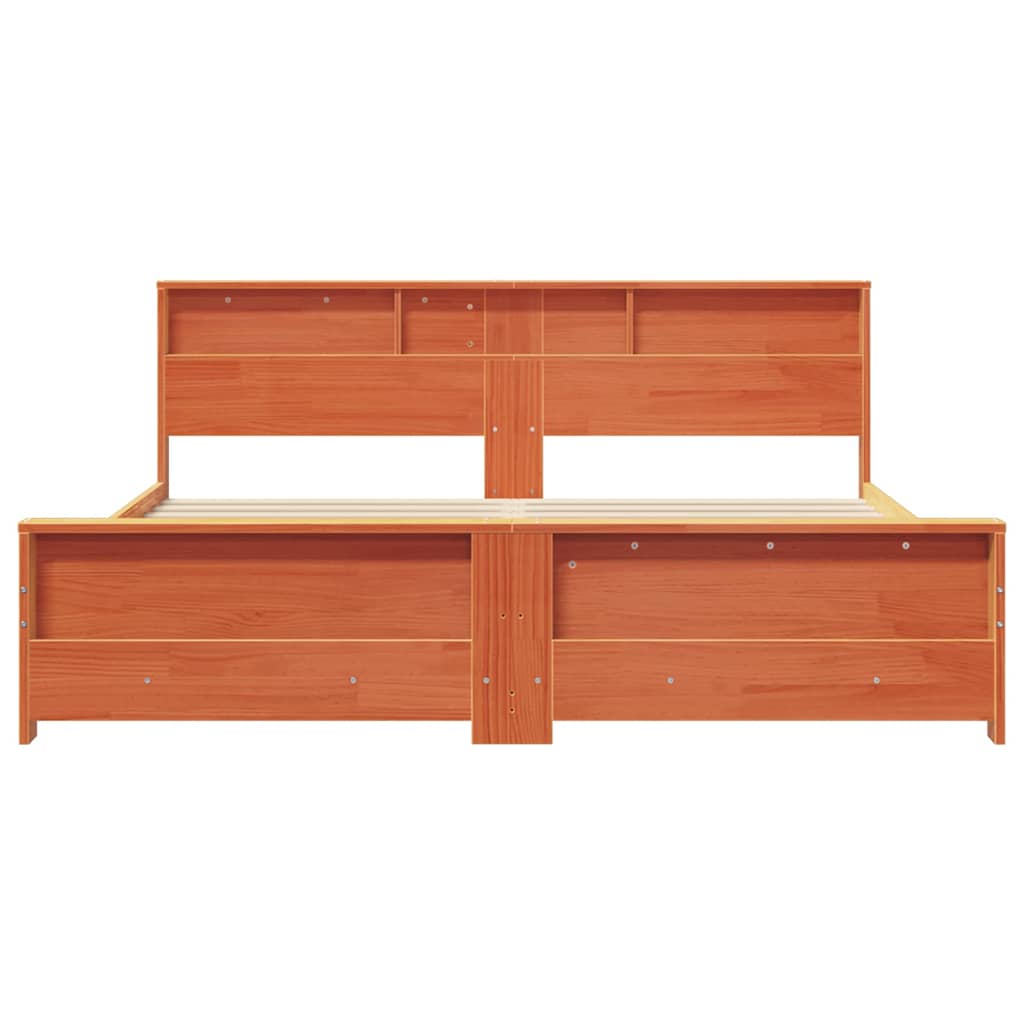 Bed Frame with Headboard Wax brown 180 x 200 cm Solid pine wood