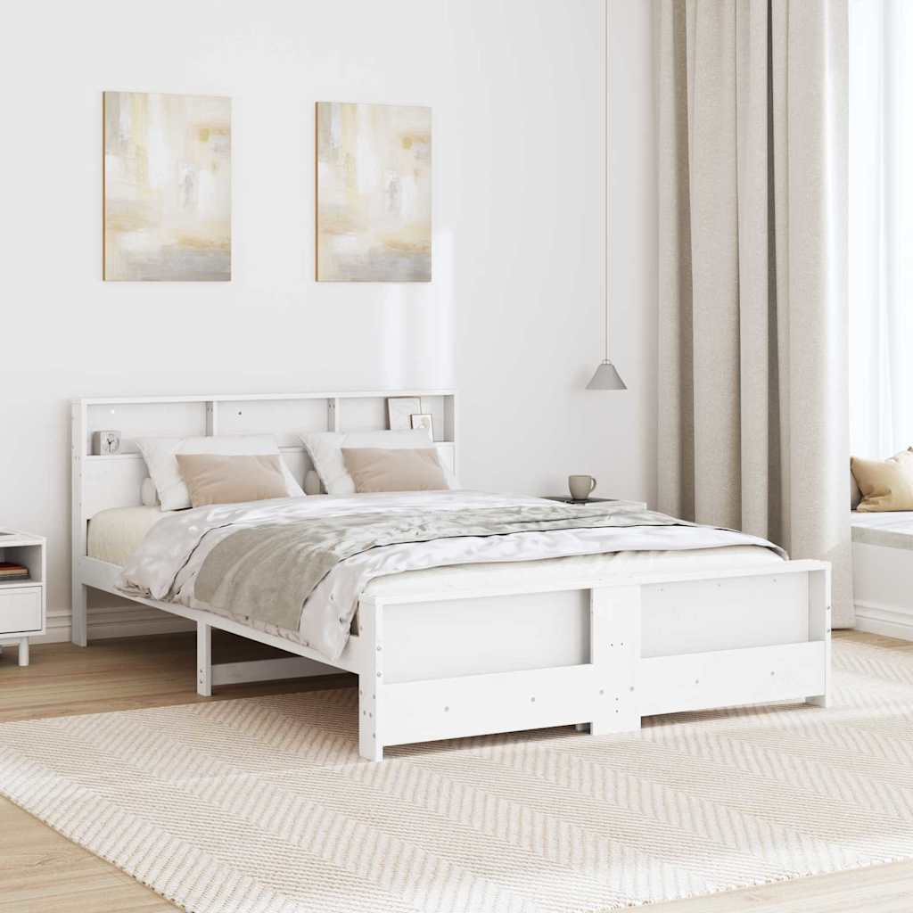 Bed Frame with Headboard White 160 x 200 cm Solid pine wood