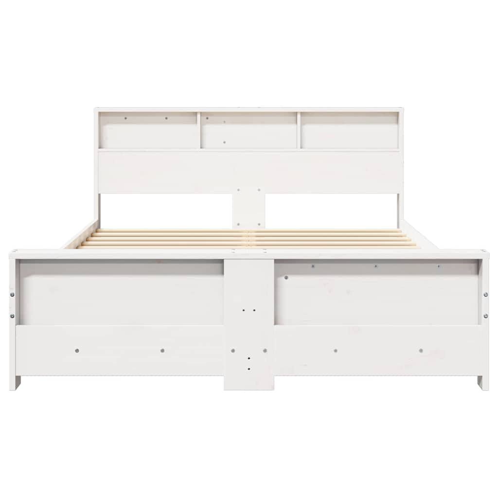 Bed Frame with Headboard White 160 x 200 cm Solid pine wood