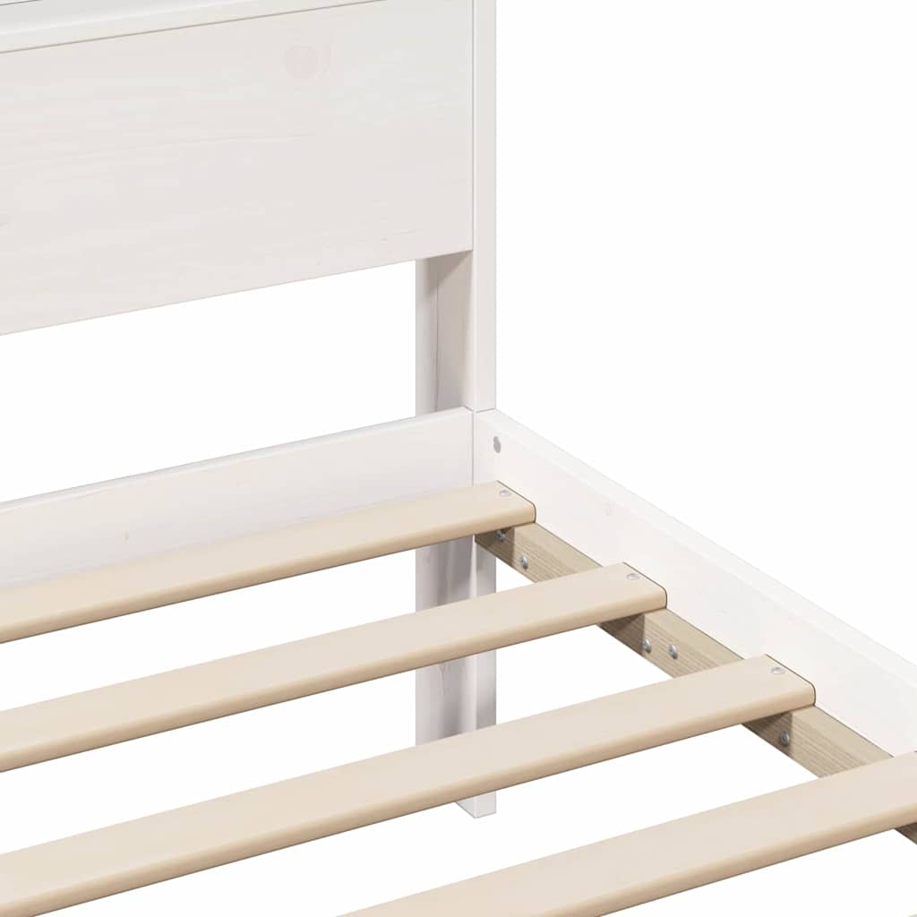 Bed Frame with Headboard White 150 x 200 cm Solid pine wood
