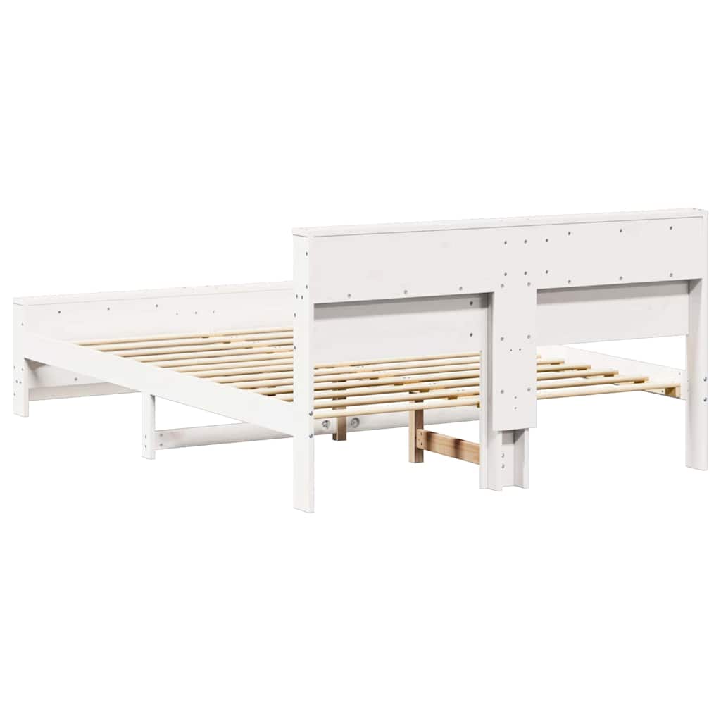Bed Frame with Headboard White 150 x 200 cm Solid pine wood