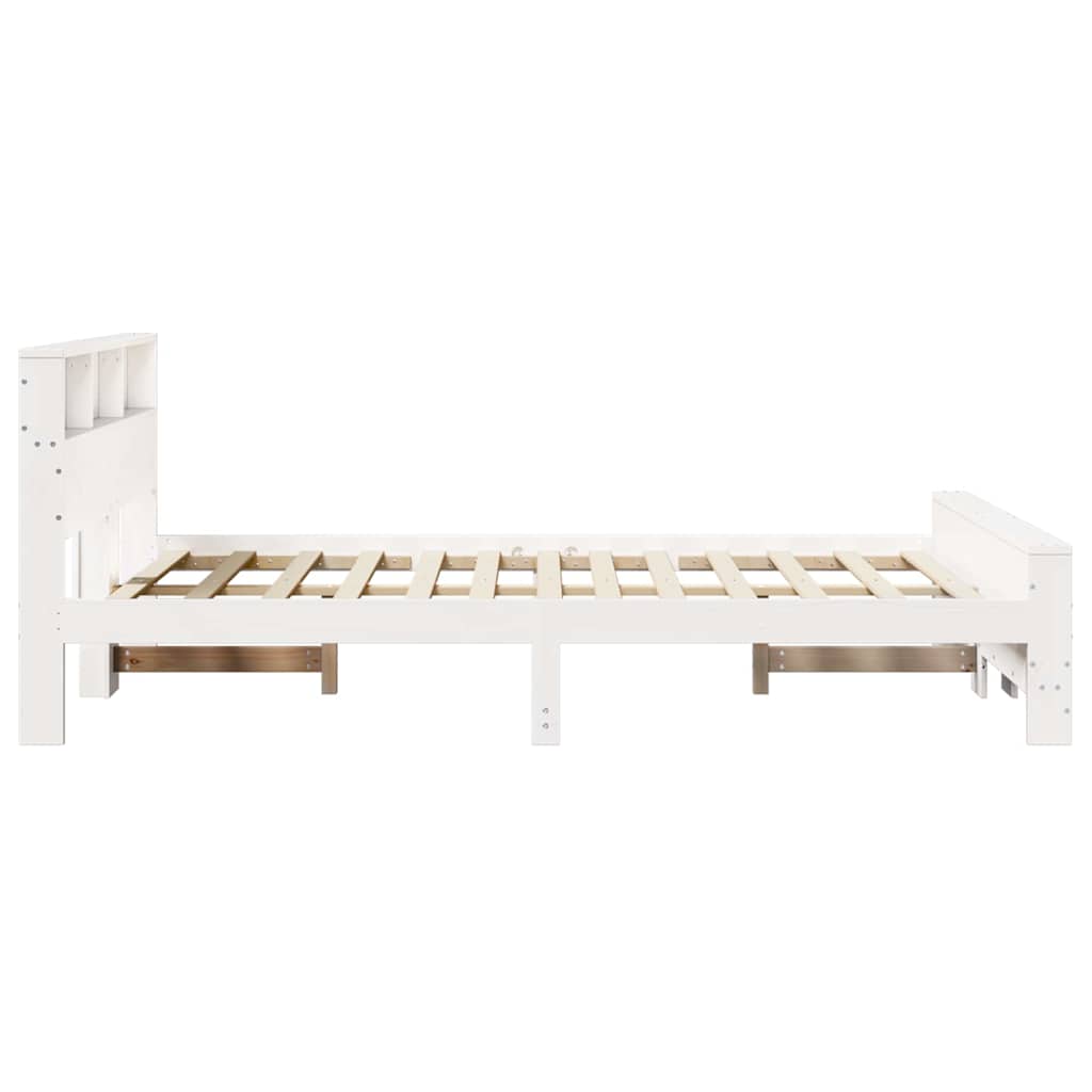 Bed Frame with Headboard White 150 x 200 cm Solid pine wood