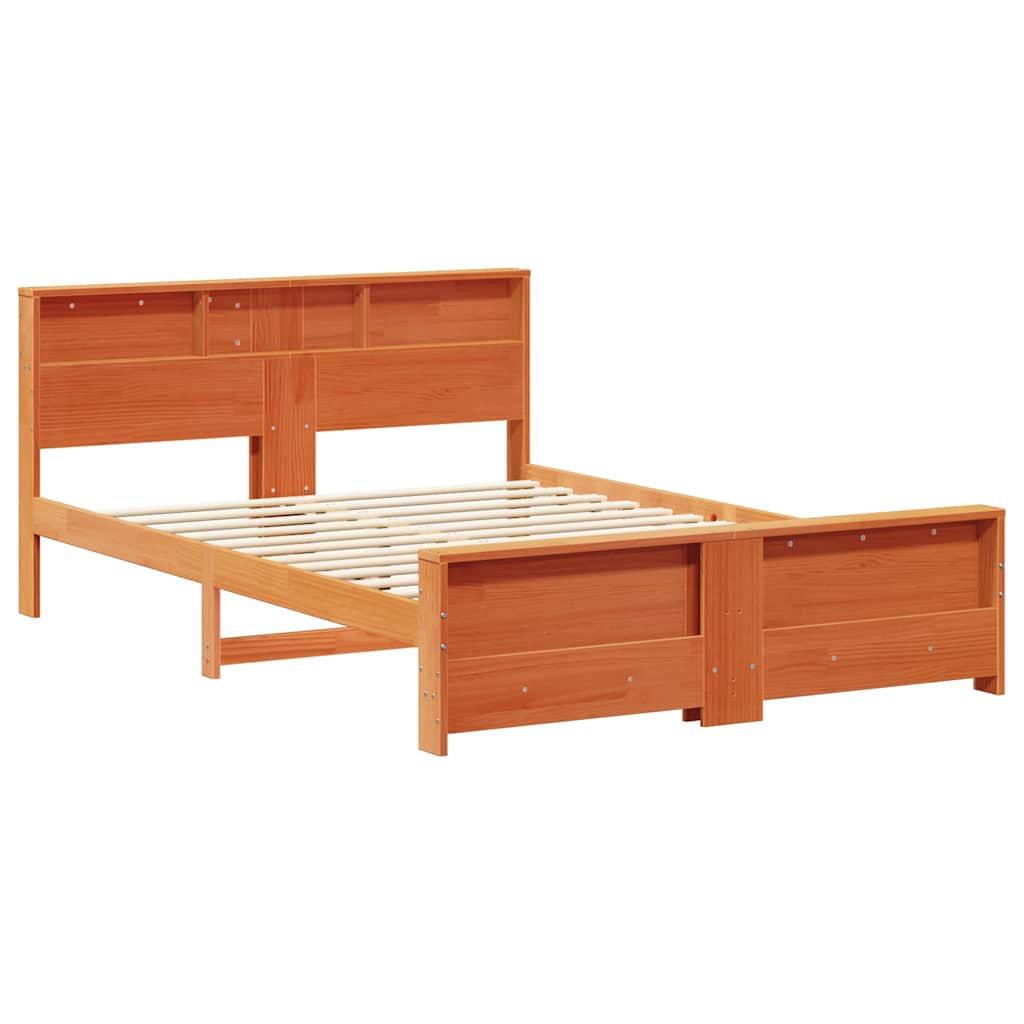 Bed Frame with Headboard Wax brown 150 x 200 cm Solid pine wood