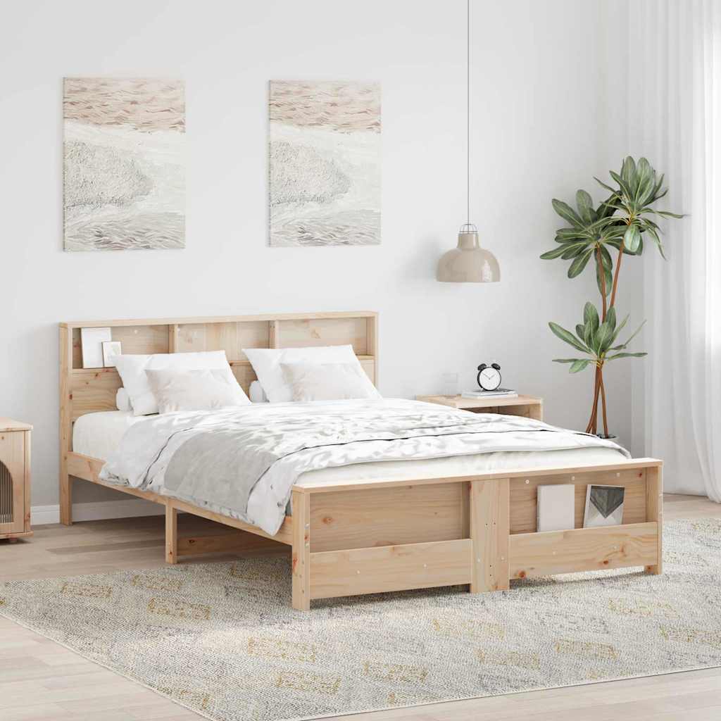 Bed Frame with Headboard Brown 140 x 200 cm Solid pine wood