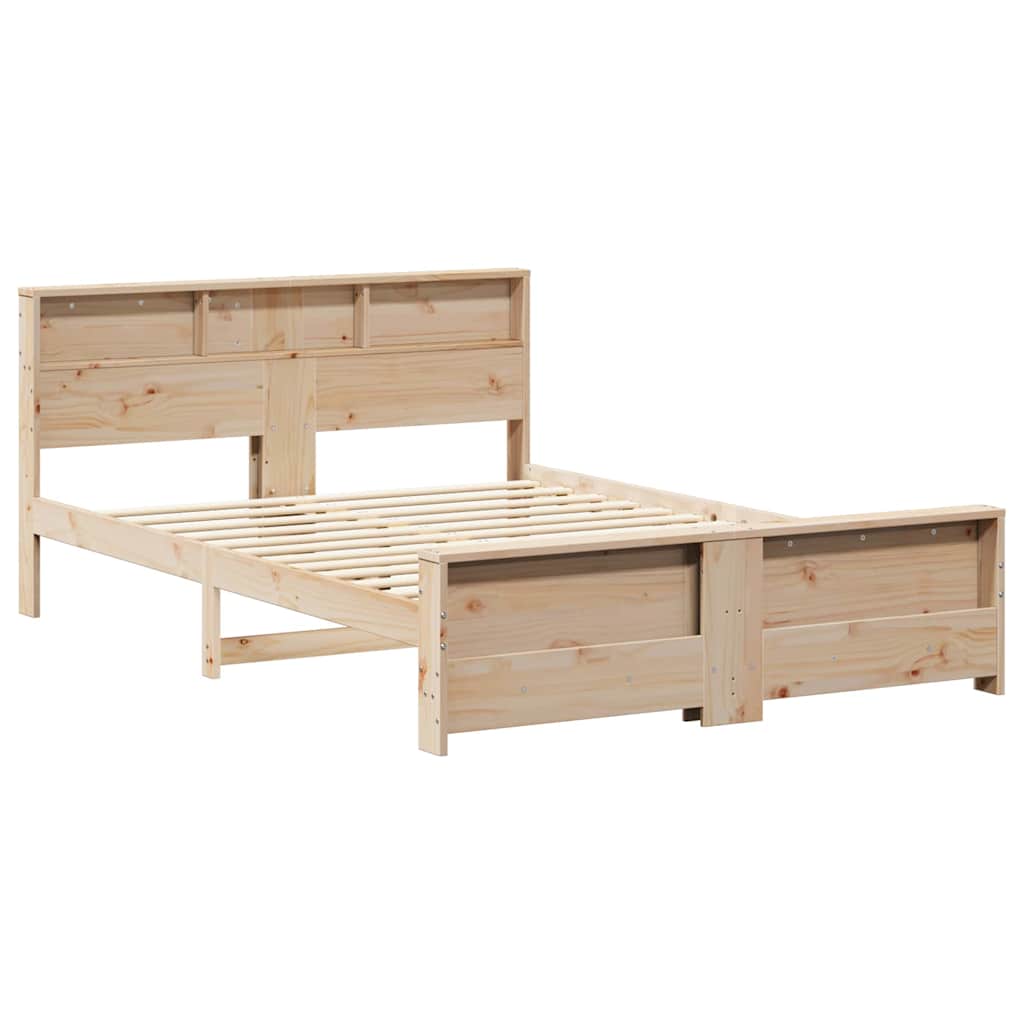 Bed Frame with Headboard Brown 140 x 200 cm Solid pine wood