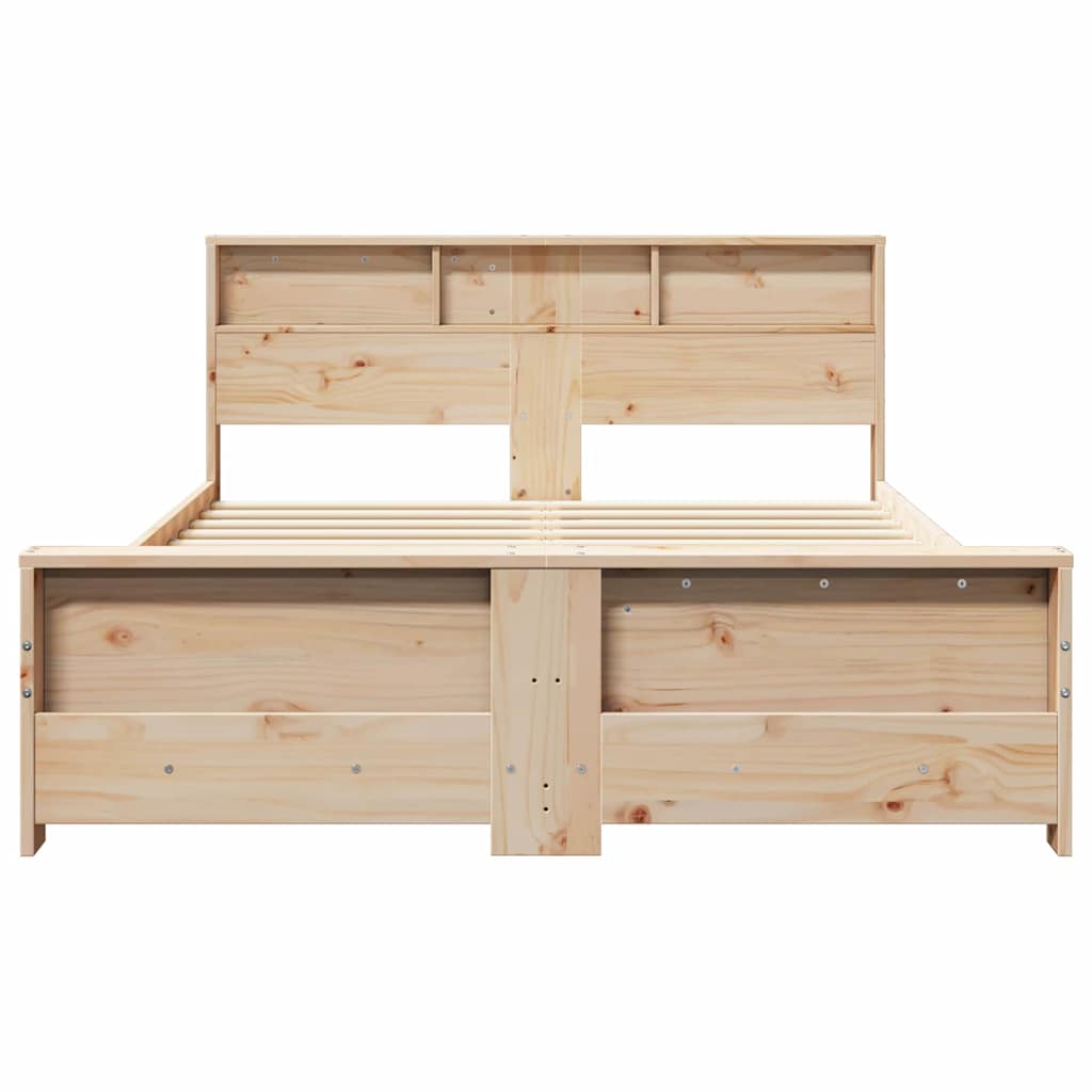 Bed Frame with Headboard Brown 140 x 200 cm Solid pine wood