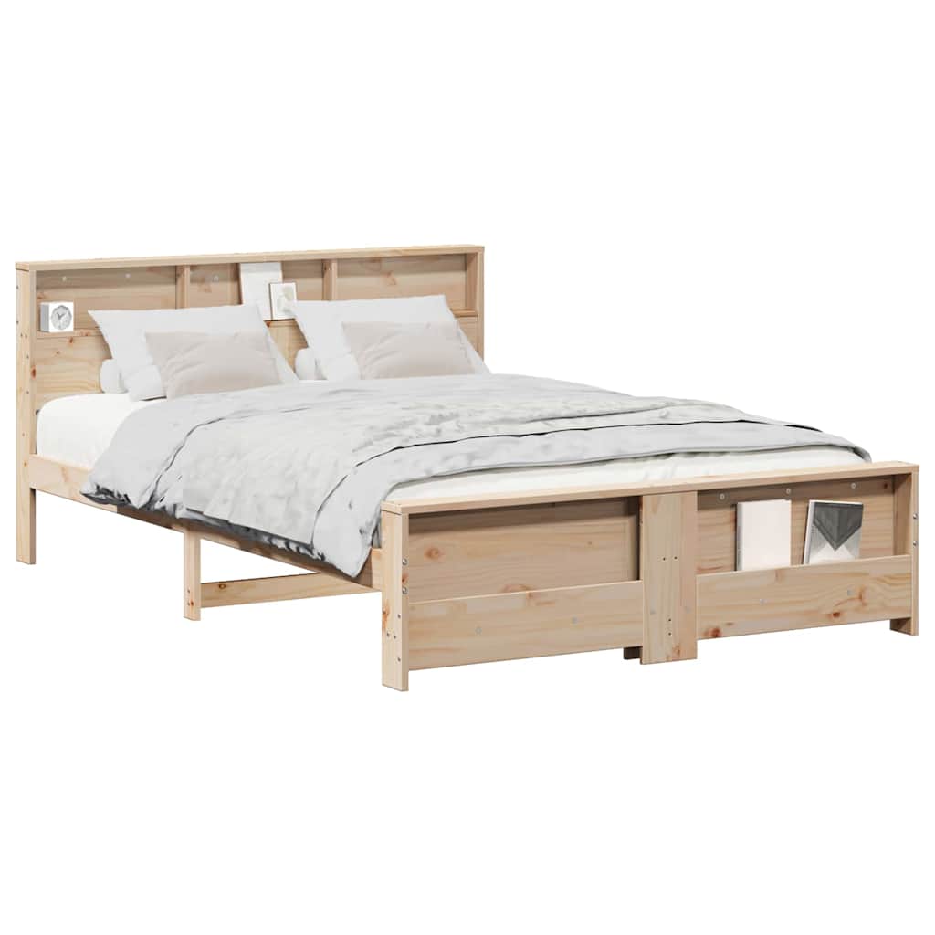 Bed Frame with Headboard Brown 140 x 200 cm Solid pine wood