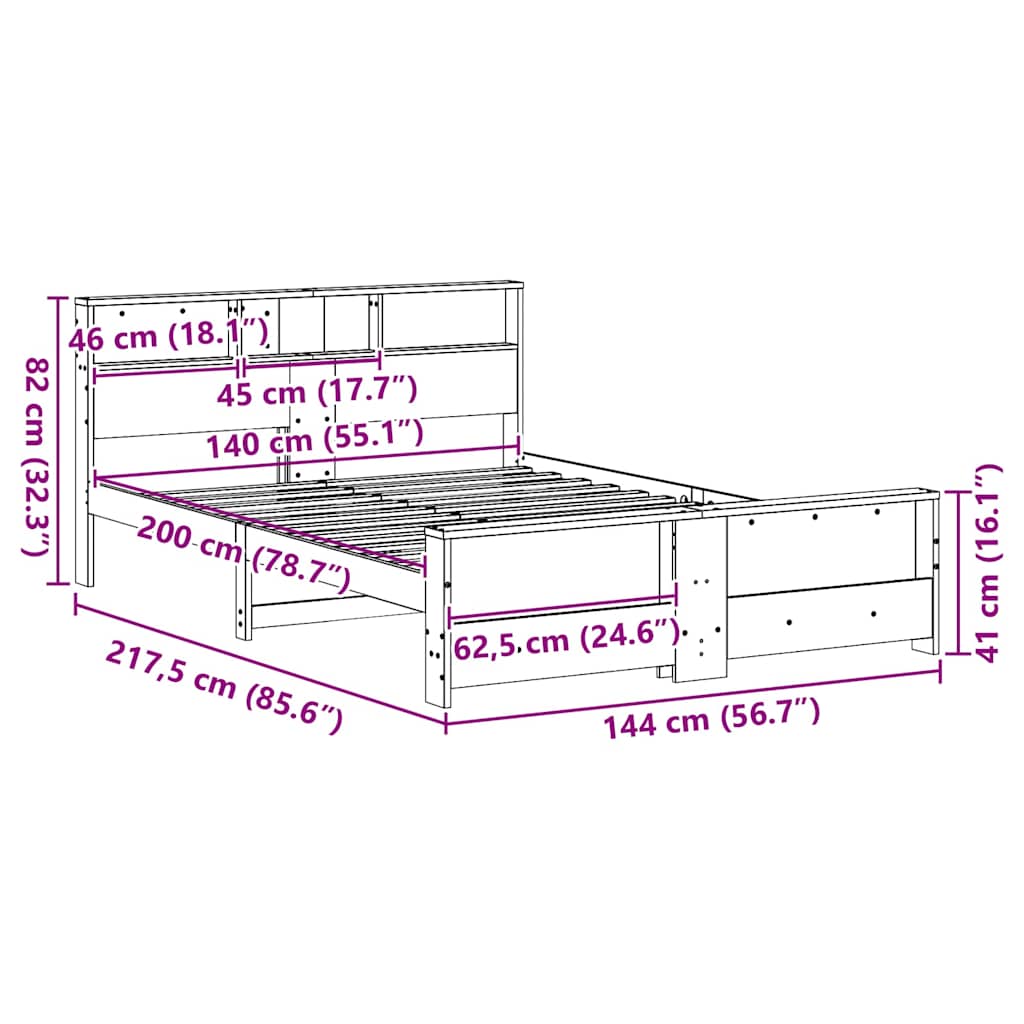 Bed Frame with Headboard Brown 140 x 200 cm Solid pine wood