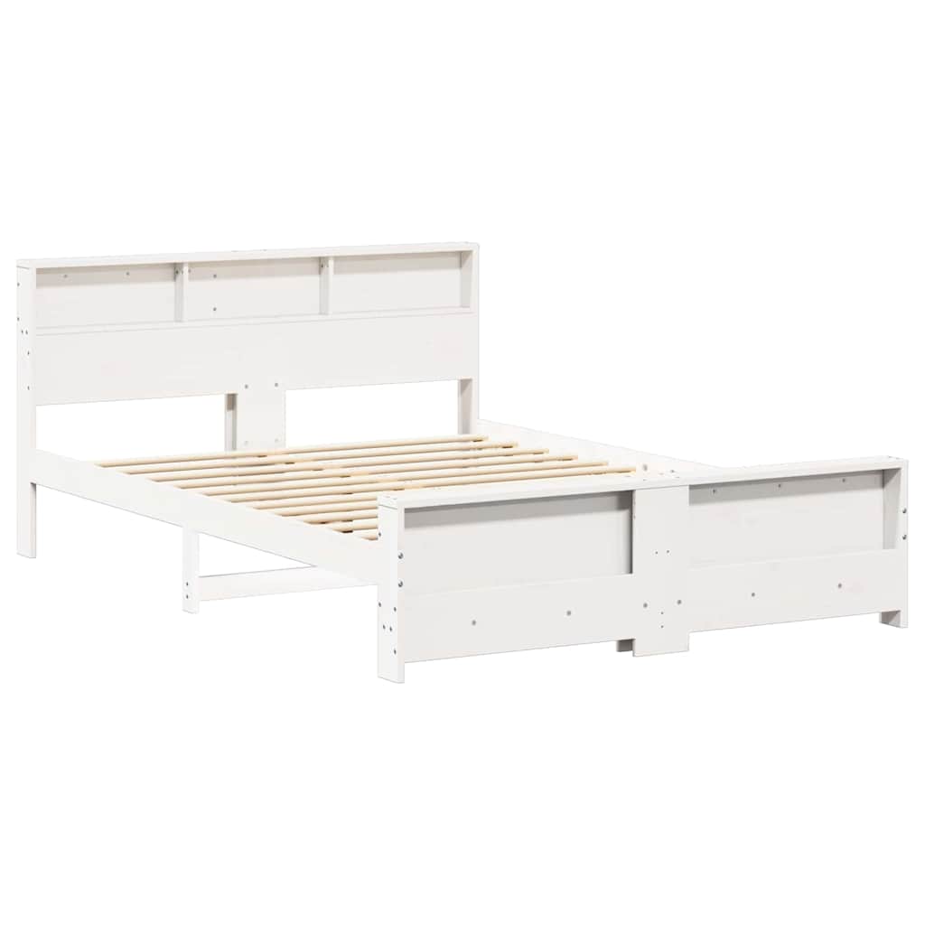 Bed Frame with Headboard White 140 x 200 cm Solid pine wood