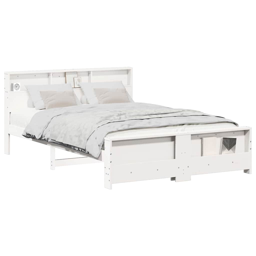 Bed Frame with Headboard White 140 x 200 cm Solid pine wood