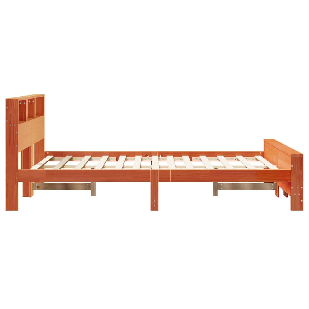 Bed Frame with Headboard Wax brown 140 x 200 cm Solid pine wood