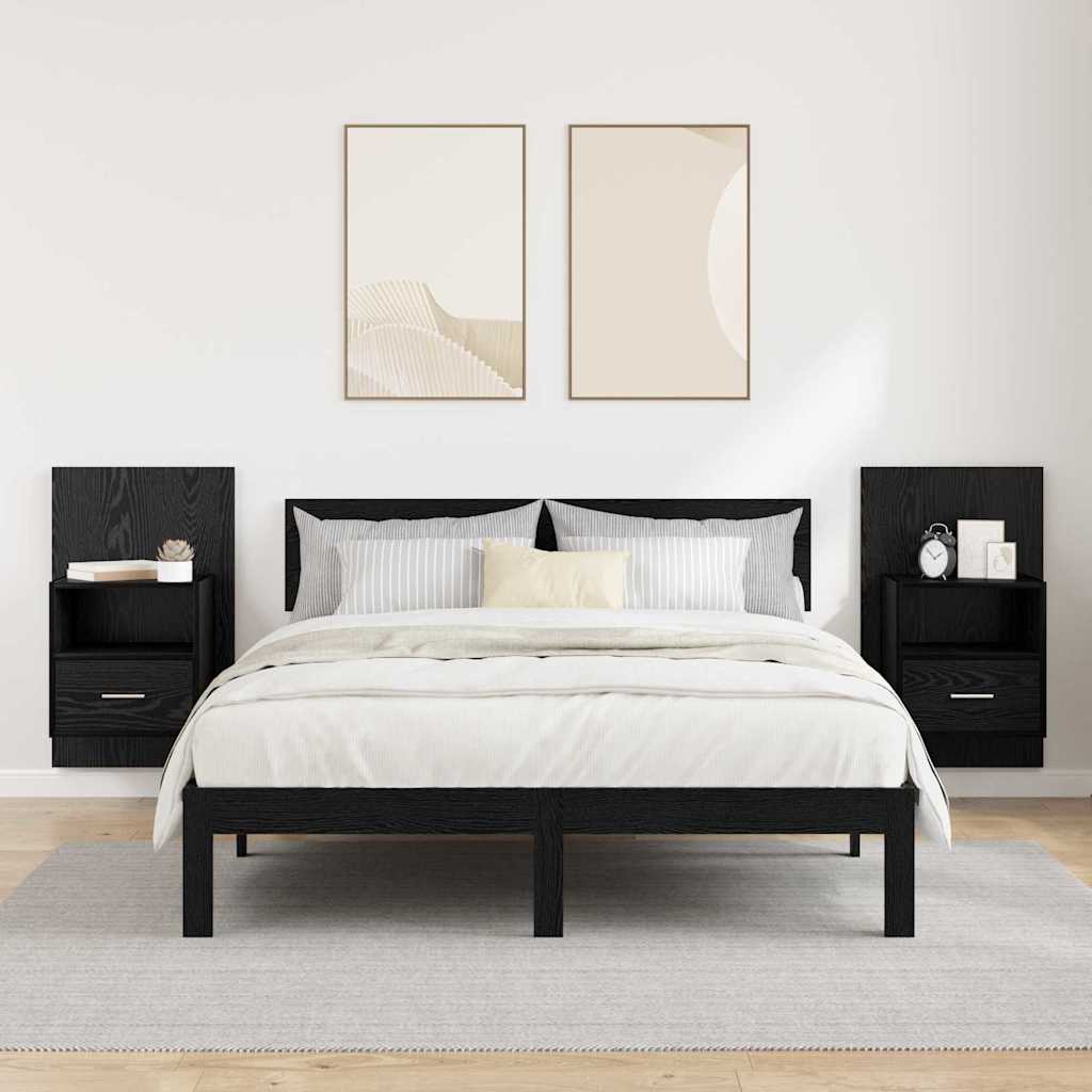 Bed Cabinet 2 pcs Black oak 48.5 x 32.5 x 80 cm Engineered wood
