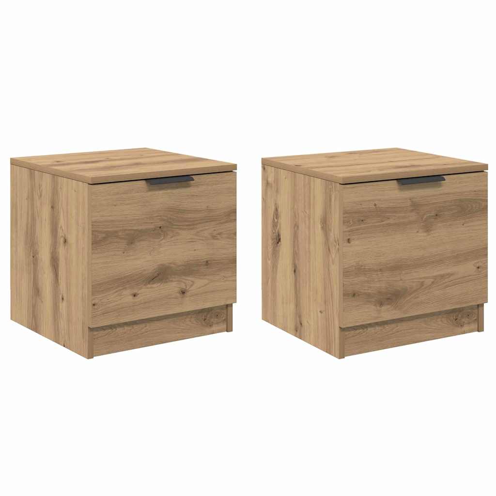 Bed Cabinet 2 pcs Artisan oak 40 x 39 x 40 cm Engineered wood