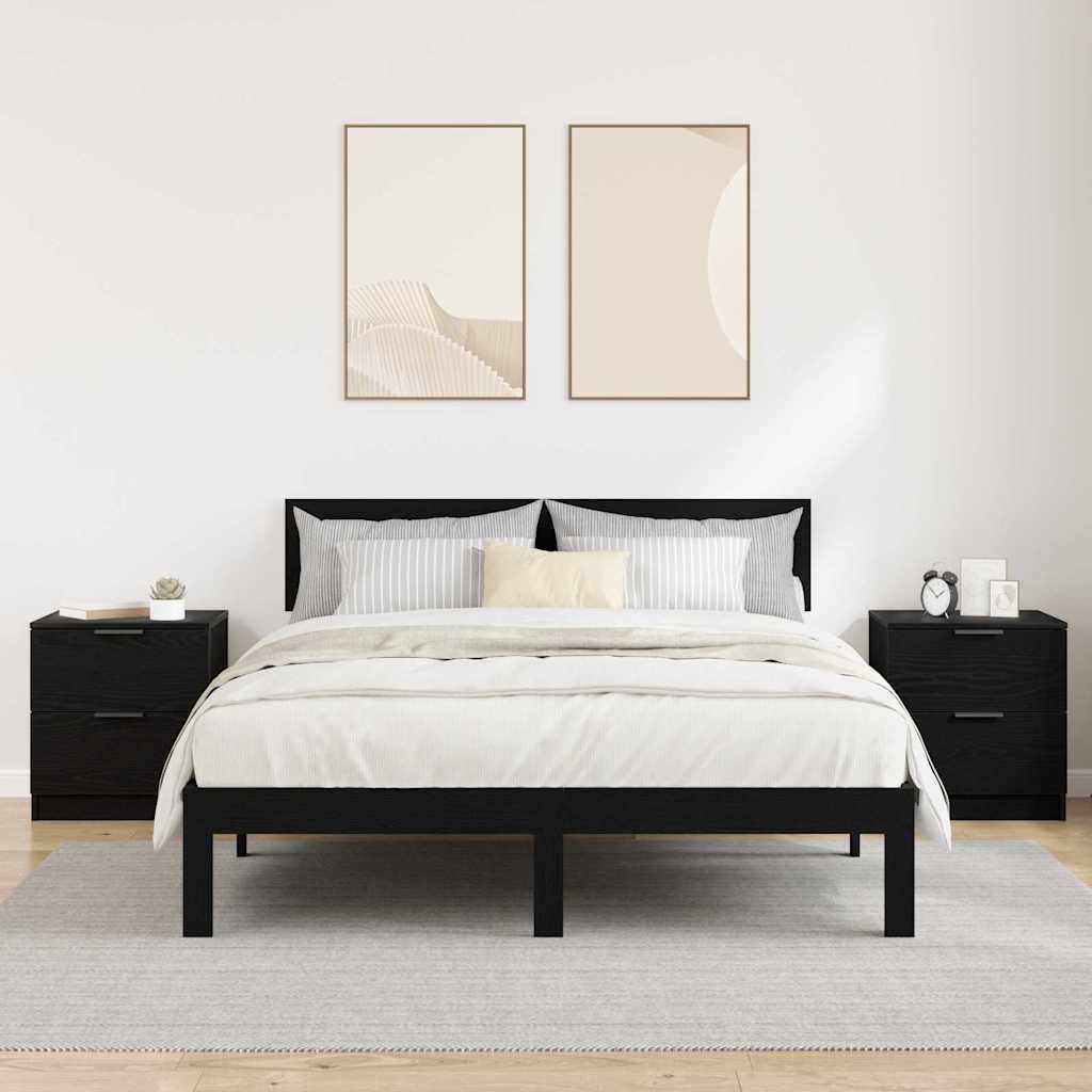 Bedside Cabinet 2 pcs Black oak 45 x 39 x 50 cm Engineered wood