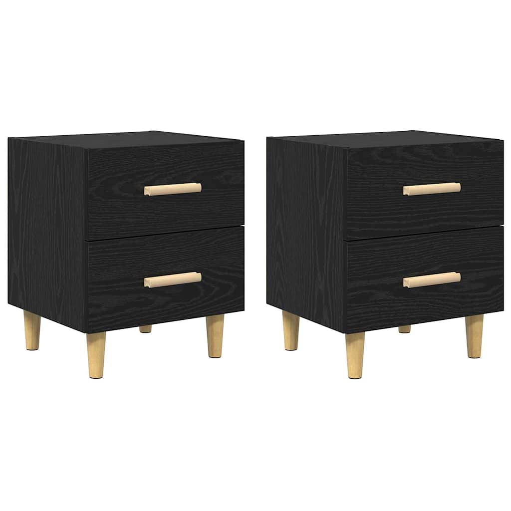 Bed Cabinet 2 pcs Black oak 40 x 35 x 47.5 cm Engineered wood