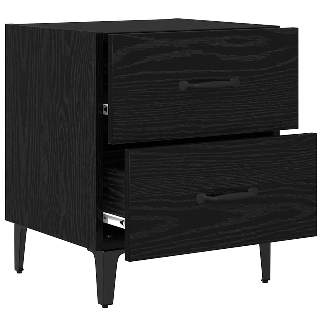 Bed Cabinet 2 pcs Black oak 40 x 35 x 47.5 cm Engineered wood